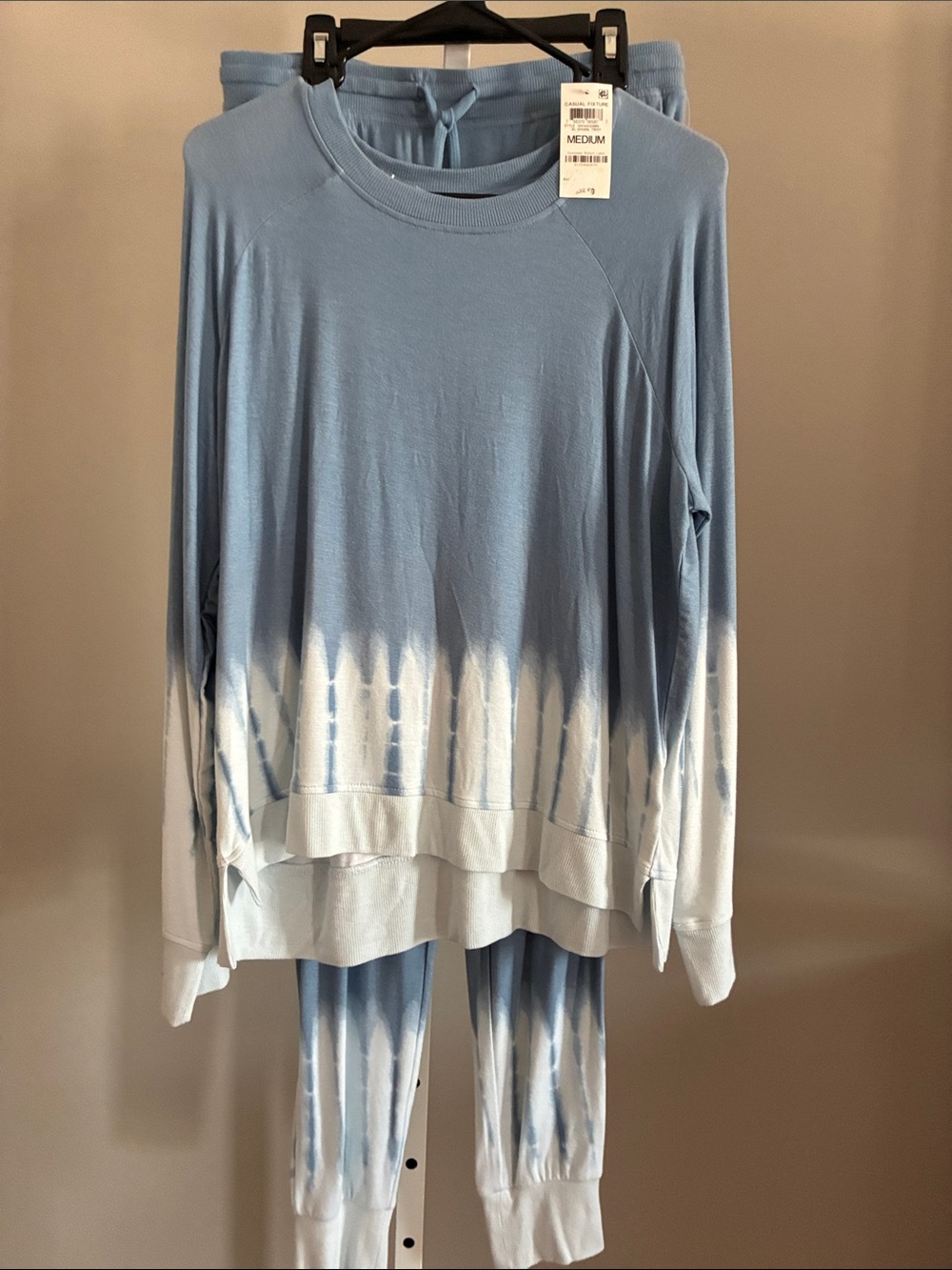 Alfani Light Blue and White Tie-Dye Sweatshirt & Jogger Set